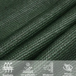 Żagiel przeciwsłoneczny, 160g/m², ciemnozielony, 2,5x2,5m, HDPE