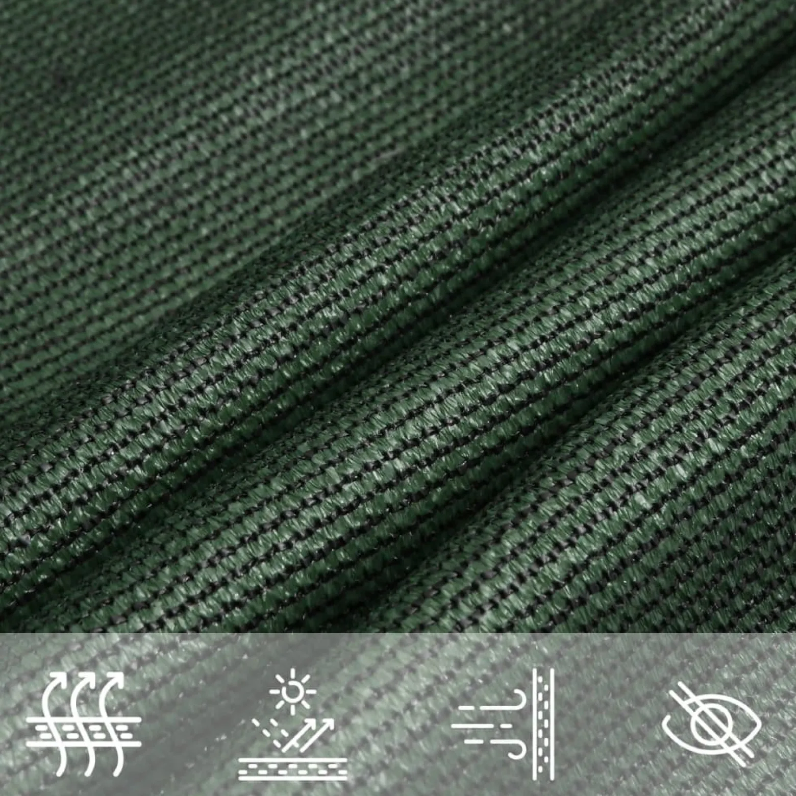 Żagiel przeciwsłoneczny, 160g/m², ciemnozielony, 2,5x2,5m, HDPE