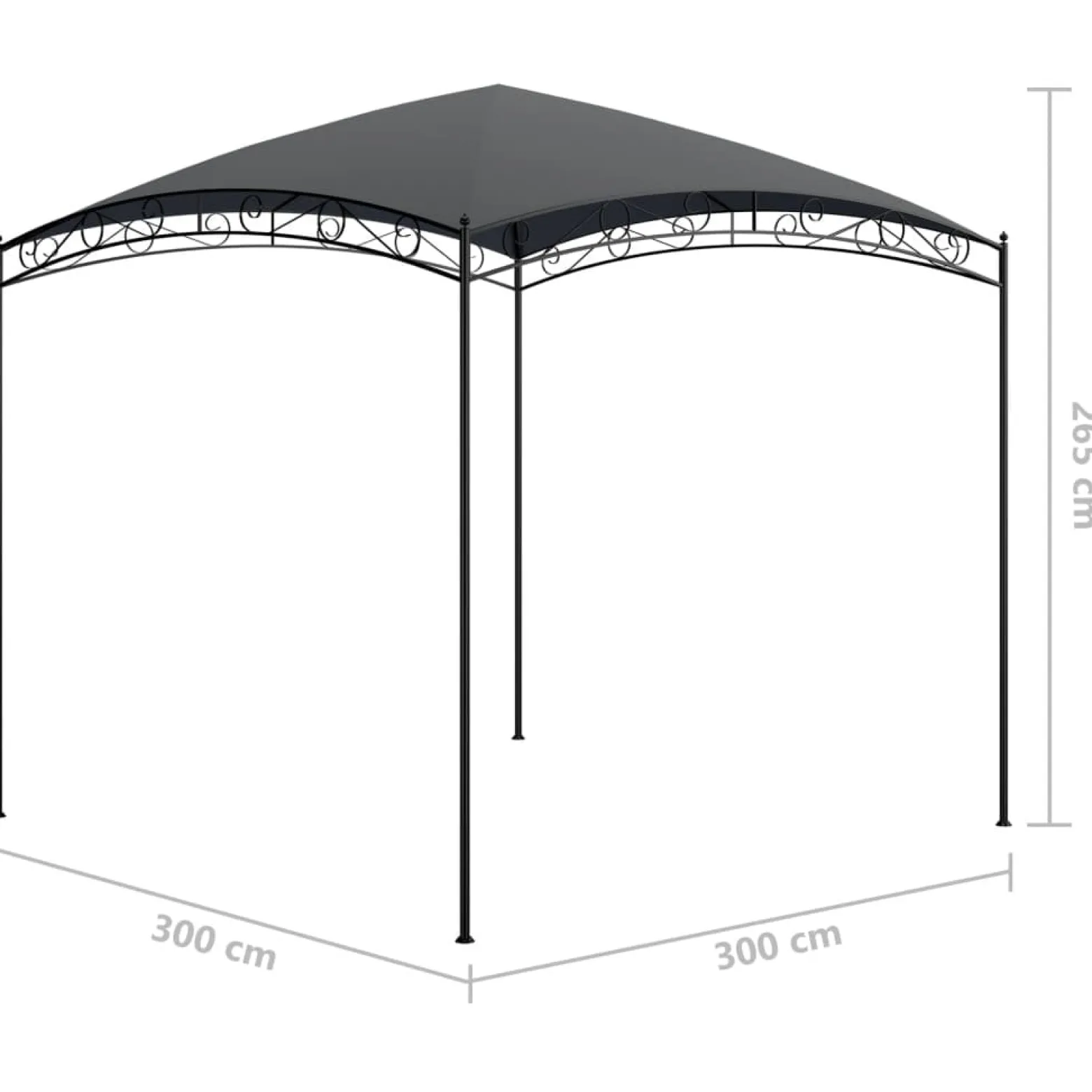 Altana Antracyt 3 x 3 x 2.65 m Tkanina vidaXL
