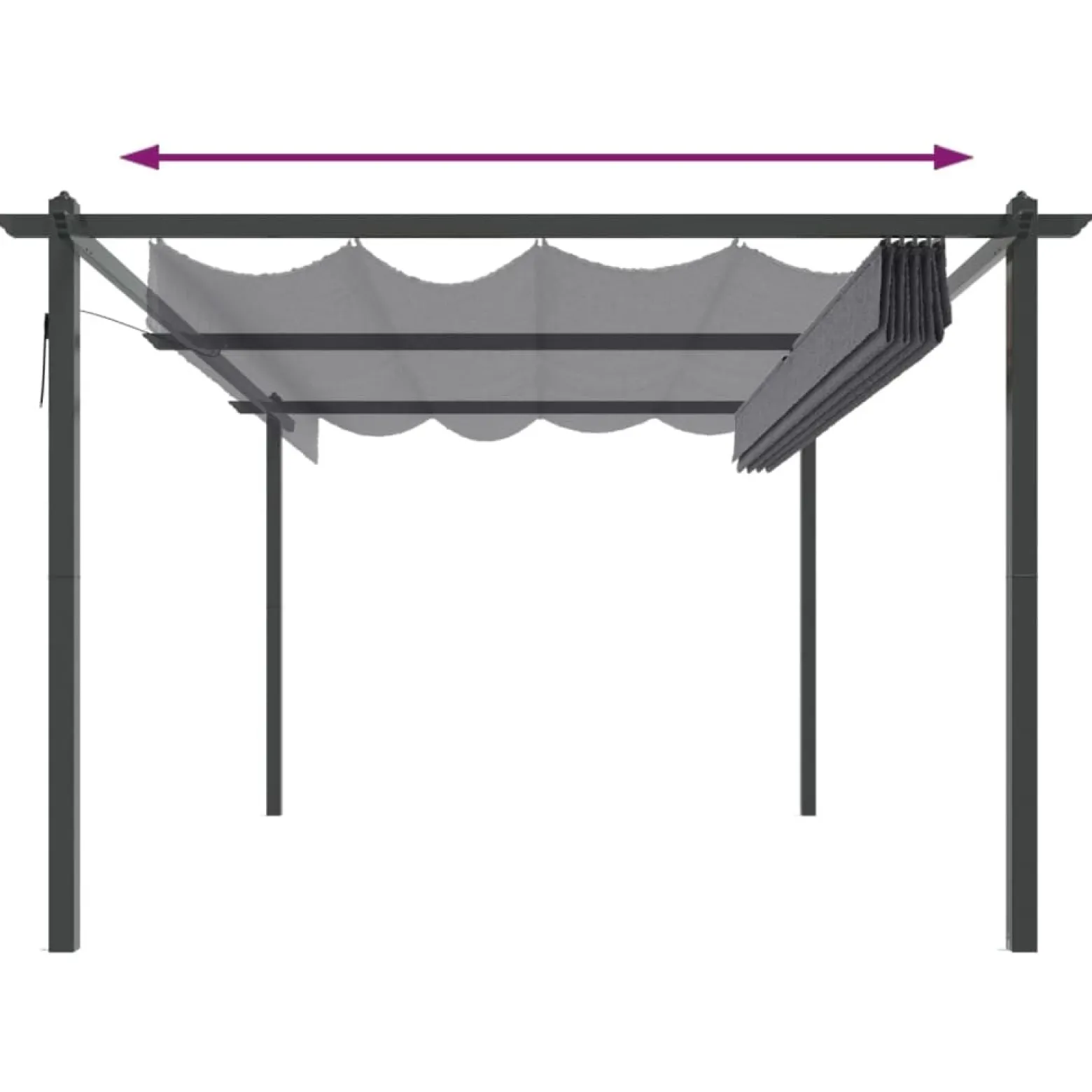 Altana Ogrodowa Antracytowa Ze Zwijanym Dachem Pergola Zadaszenie 4x3 m