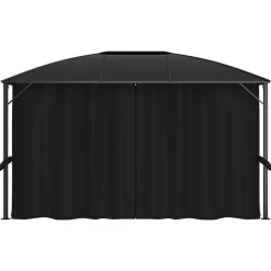 Altana Ogrodowa z Zasłonami Pergola Namiot Ogrodowy Antracyt 400x300x265 cm