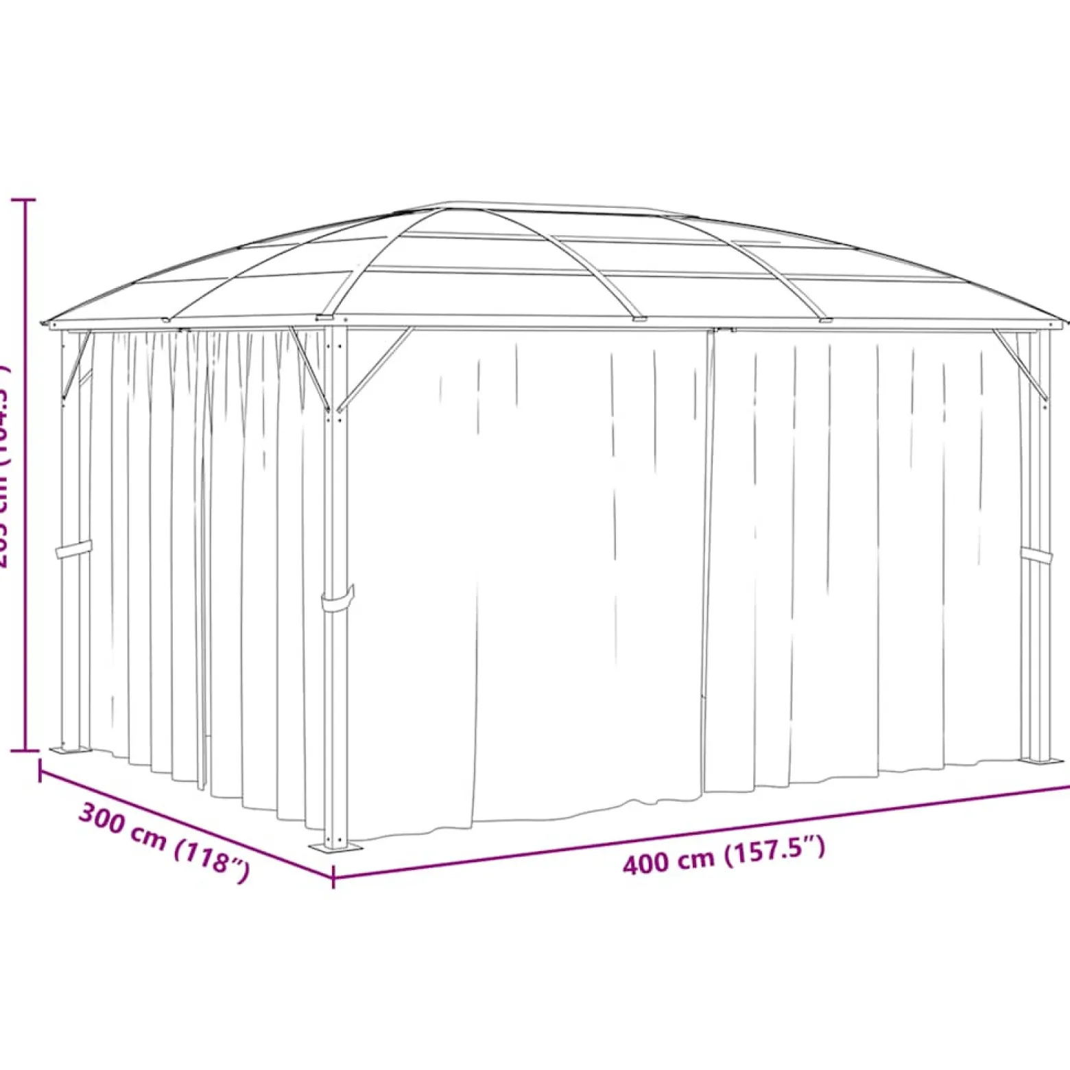 Altana Ogrodowa z Zasłonami Pergola Namiot Ogrodowy Antracyt 400x300x265 cm