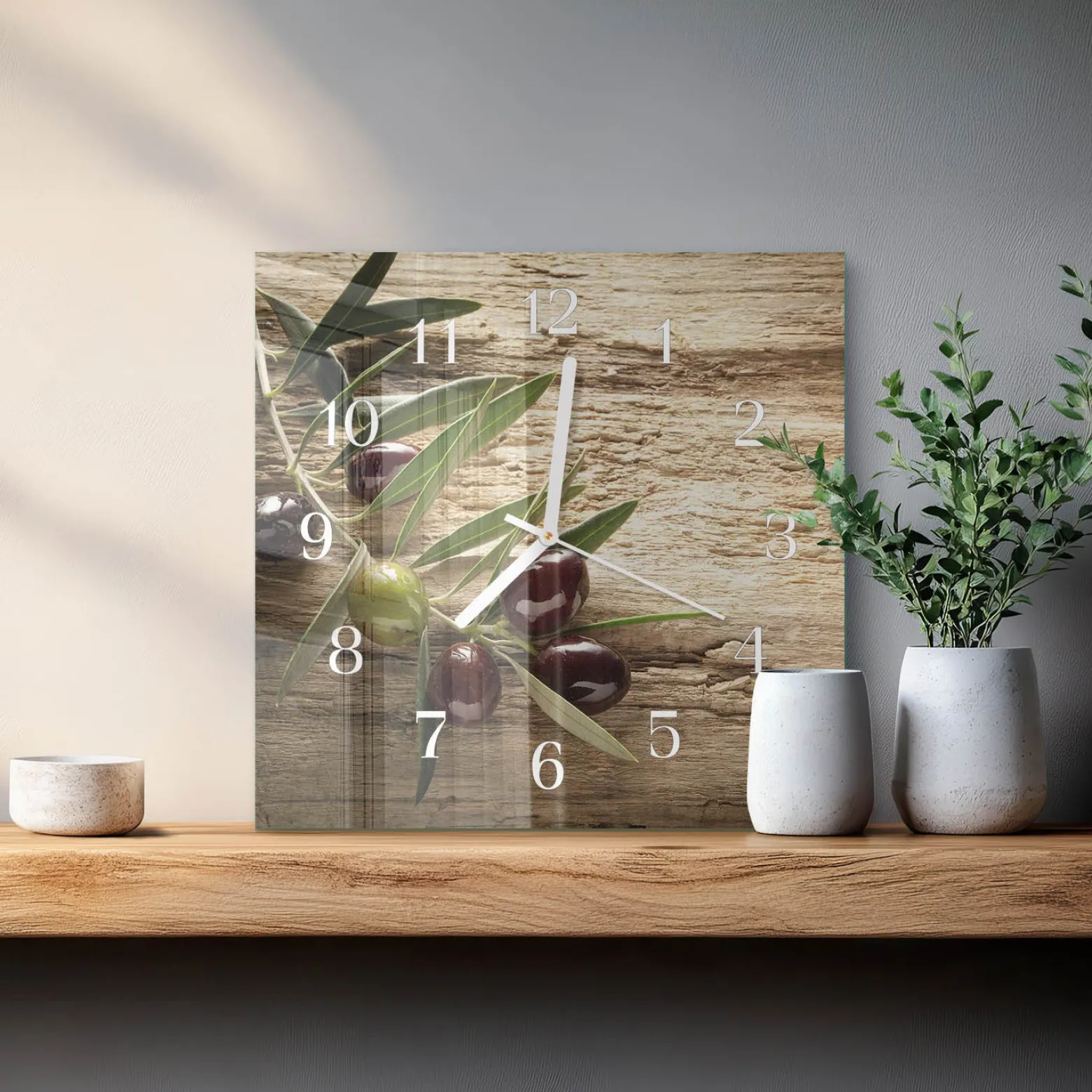 Artystyczny zegar 30x30 Oliwki dekoracyjny na ścianę