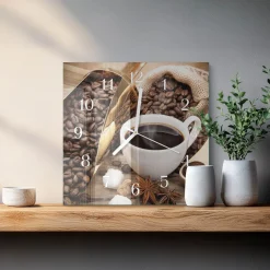 Artystyczny zegar 30x30 Kawa zegar ścienny
