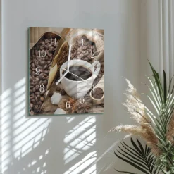 Artystyczny zegar 30x30 Kawa zegar ścienny