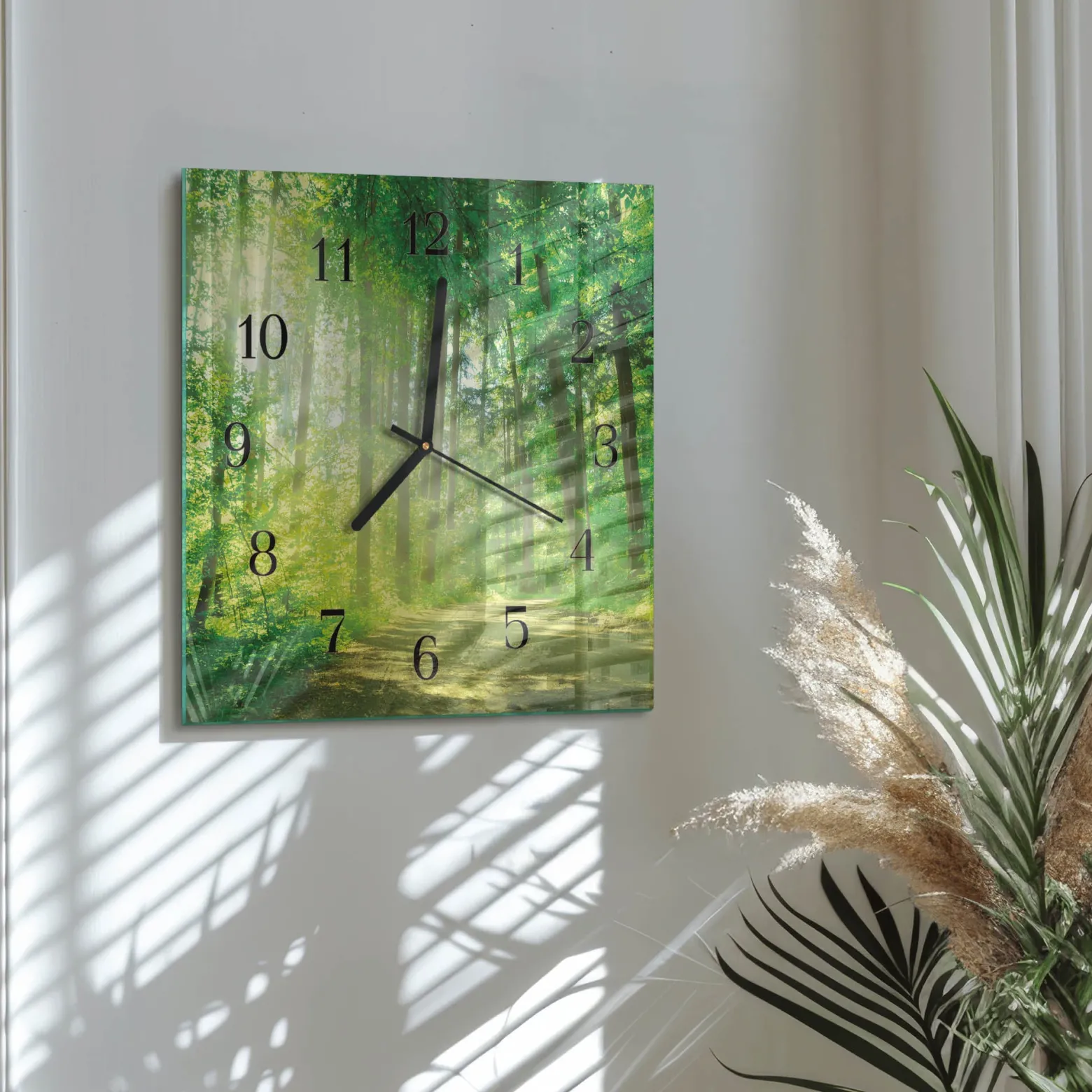 Artystyczny zegar 30x30 Leśna Natura zegar ścienny