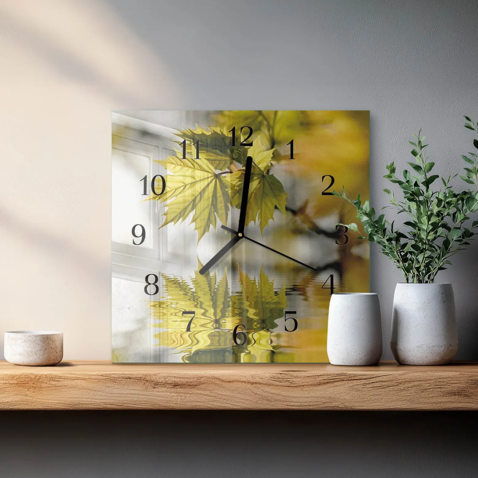 Artystyczny zegar 30x30 Liść Klonu jesień drzewo natura dekoracja