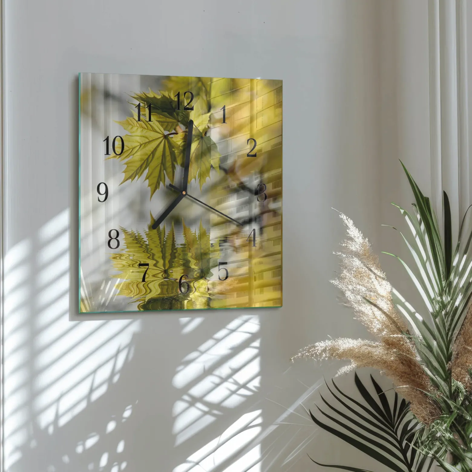 Artystyczny zegar 30x30 Liść Klonu jesień drzewo natura dekoracja