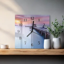 Artystyczny zegar 30x30 Most Drewniany dekoracyjny na ścianę