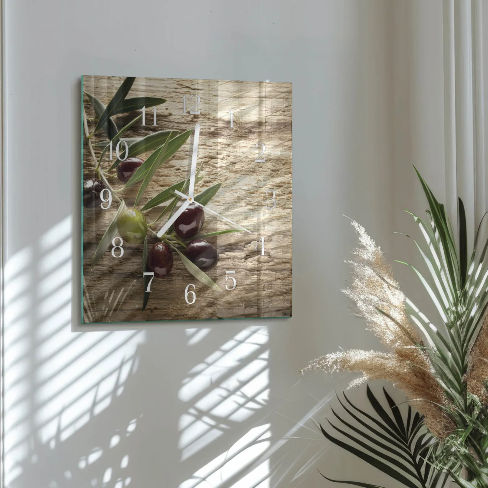 Artystyczny zegar 30x30 Oliwki dekoracyjny na ścianę