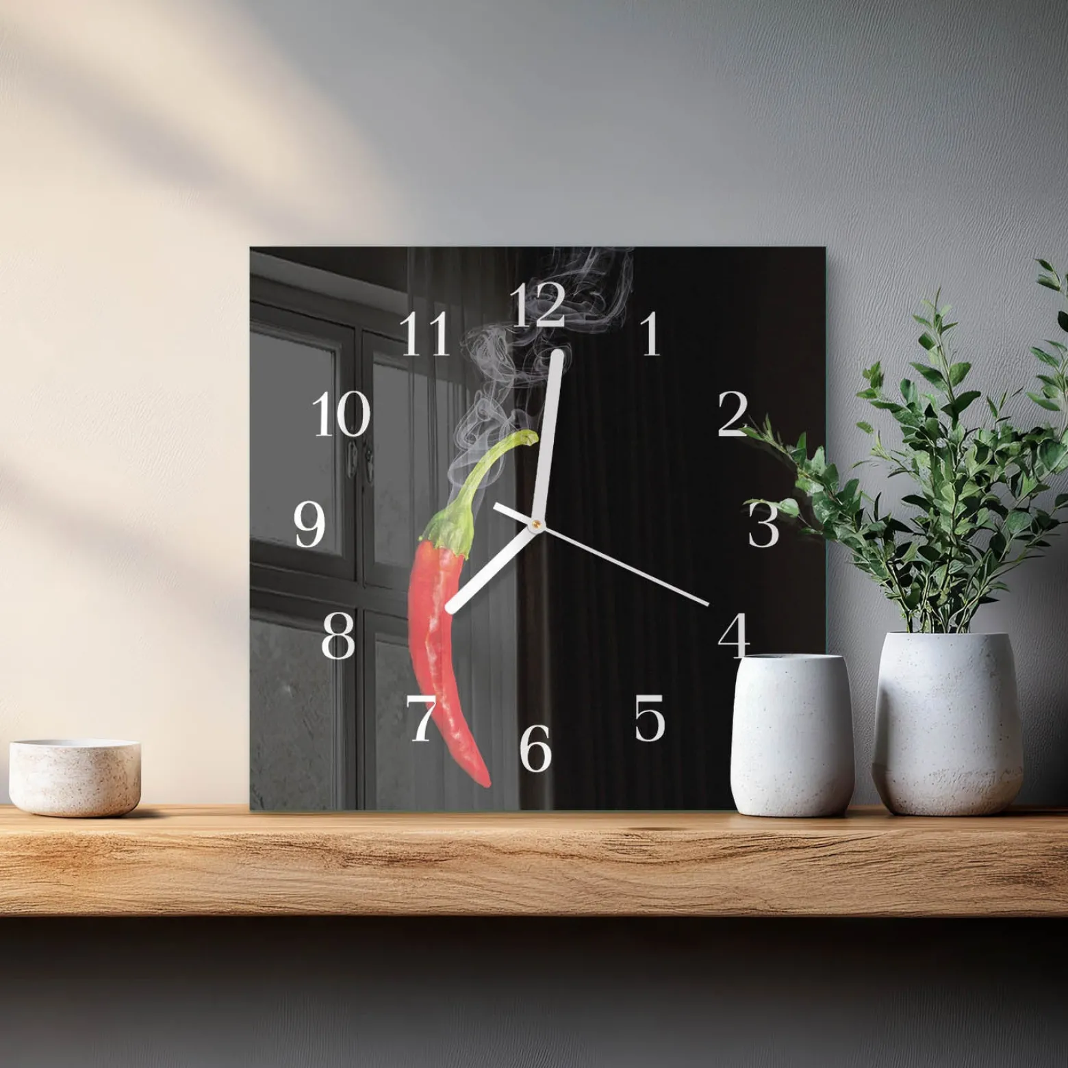 Artystyczny zegar 30x30 Papryczka Chili dekoracyjny na ścianę