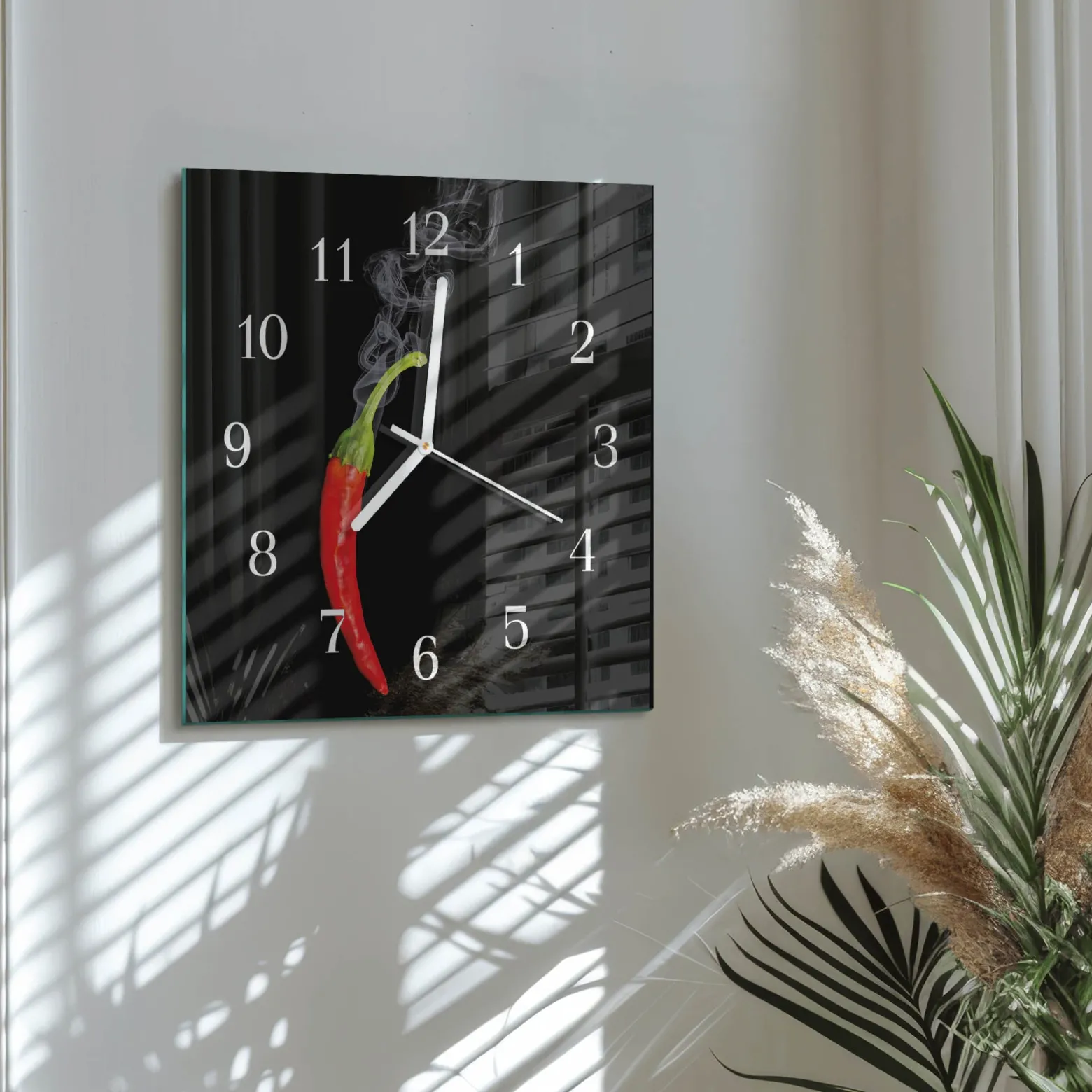 Artystyczny zegar 30x30 Papryczka Chili dekoracyjny na ścianę