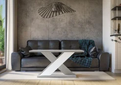 Ława kawowa dekor betonu, biały mat 110x70 cm XARA MINI nowoczesny stolik