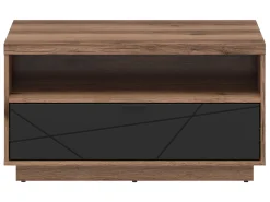 Ława Forn 90x60 z szufladą dąb delano ciemny/czarny mat