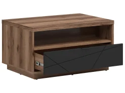 Ława Forn 90x60 z szufladą dąb delano ciemny/czarny mat