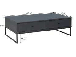 Ława Megan loft drewno i metal 4 szuflady, kolor bielony