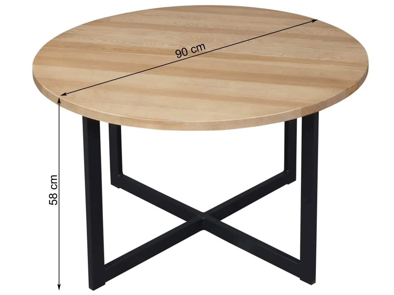 Ława okrągła Ø90 LOFT WOOD, kolor dębowy