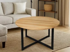 Ława okrągła Ø90 LOFT WOOD, kolor dębowy