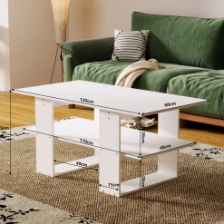 Ława stolik biały kawowy nowoczesny z półką salon pokój loft duży 120 cm