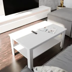 Ława stolik kawowy CR3-STERN 90cm biały z półką do pokoju salonu biura