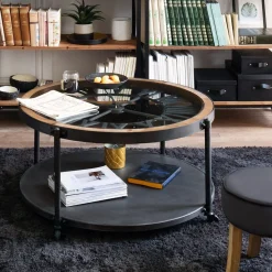 Ława stolik kawowy w stylu LOFT zegar do salonu 90 cm