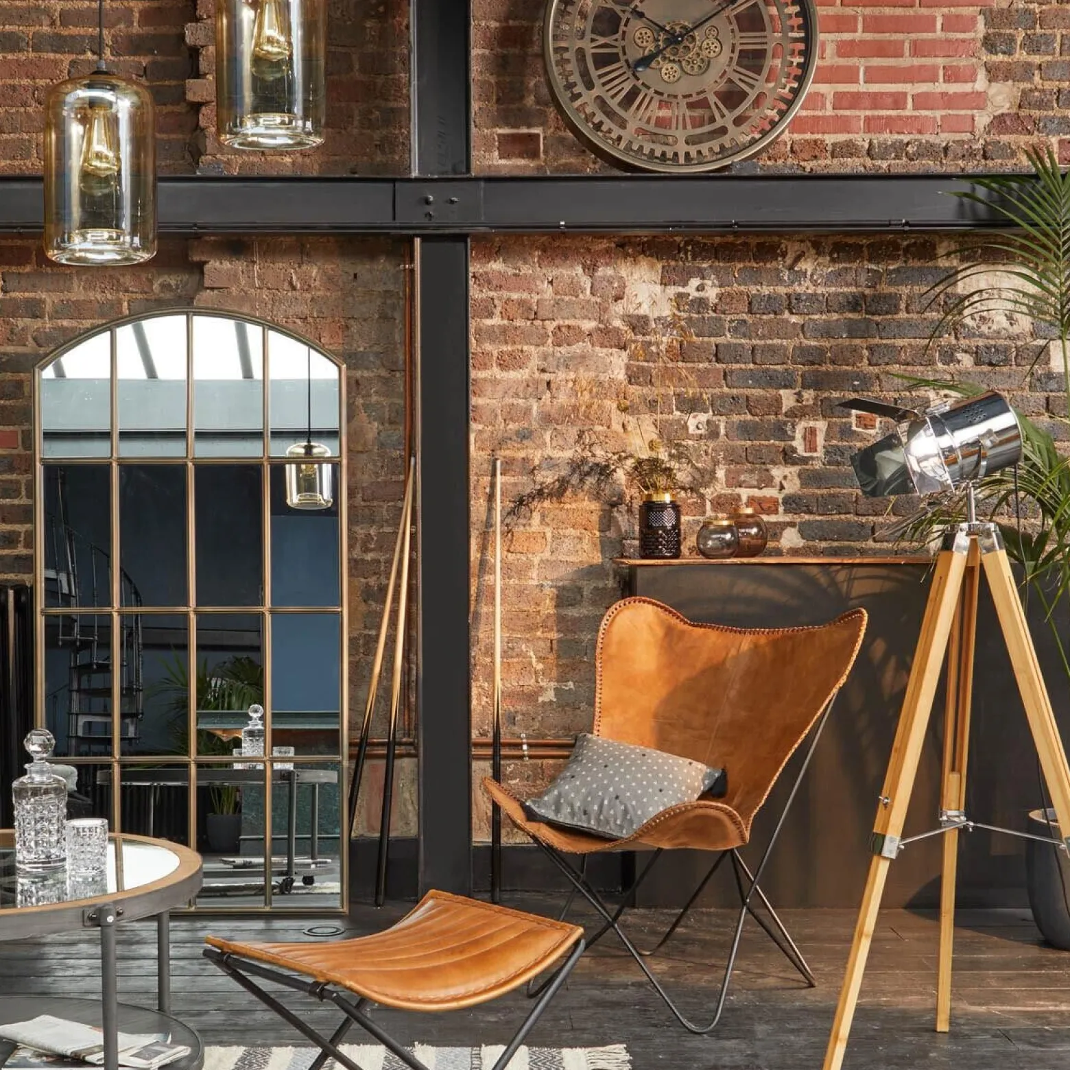 Ława stolik kawowy w stylu LOFT zegar do salonu 90 cm