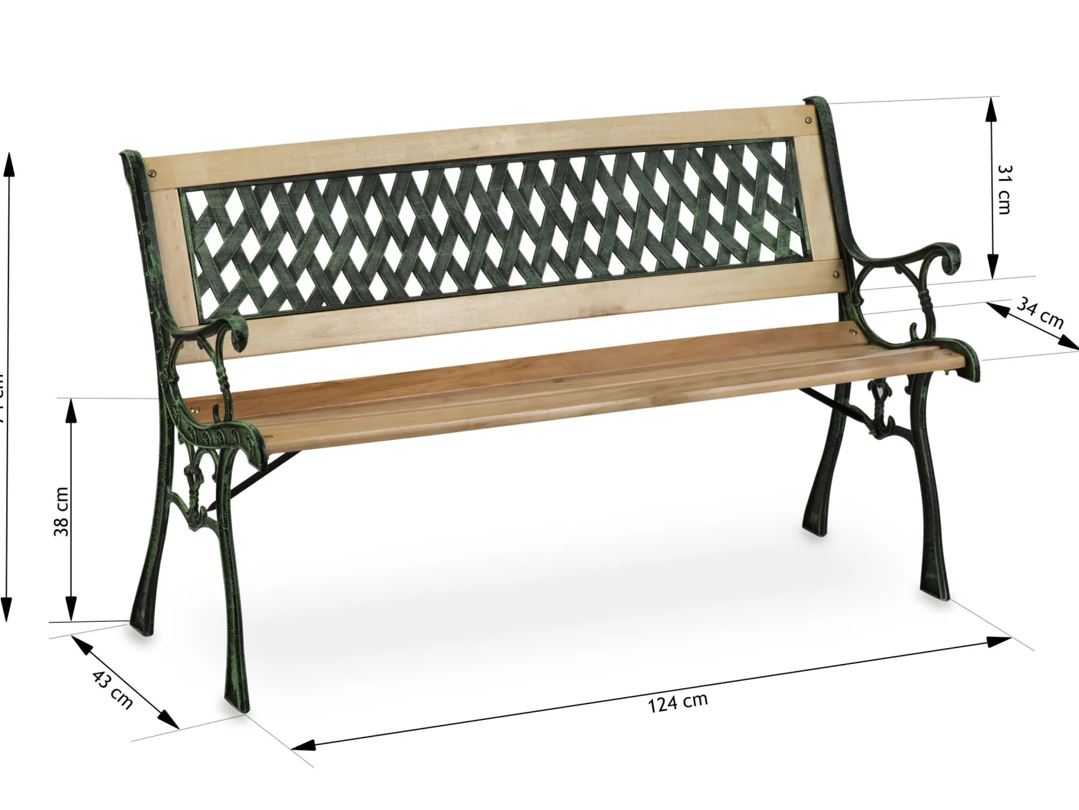 Ławka ogrodowa parkowa drewniana 124x43x74 cm Sofotel
