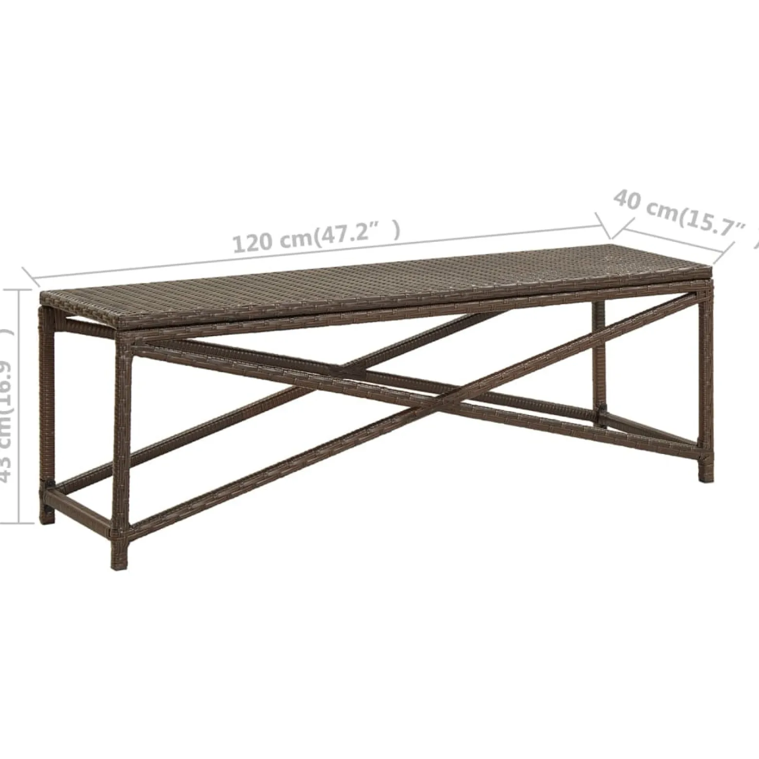 Ławka Brąz 120 cm Technorattan vidaXL