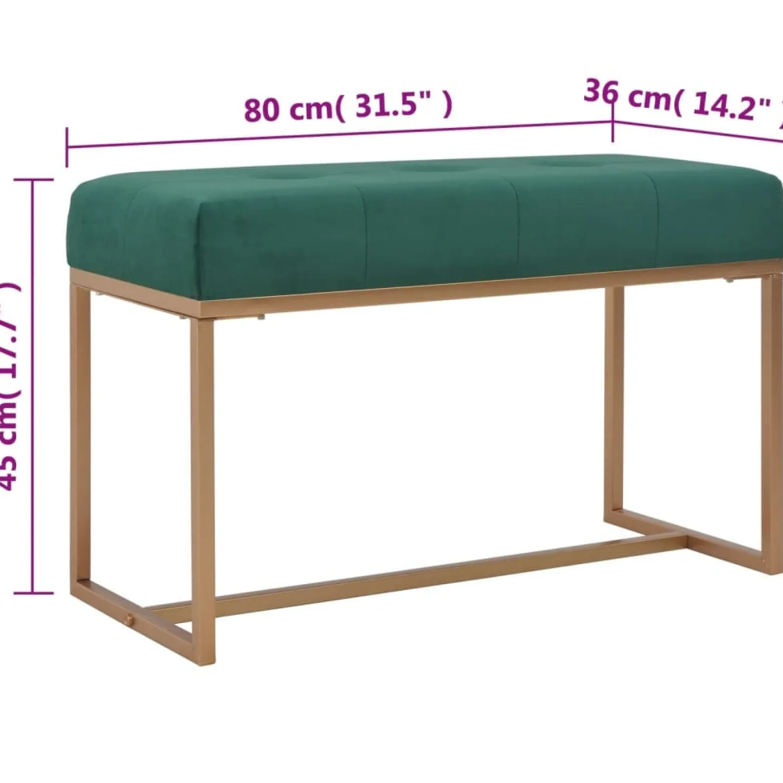 Ławka do przedpokoju Zielony 80 cm Tkanina vidaXL