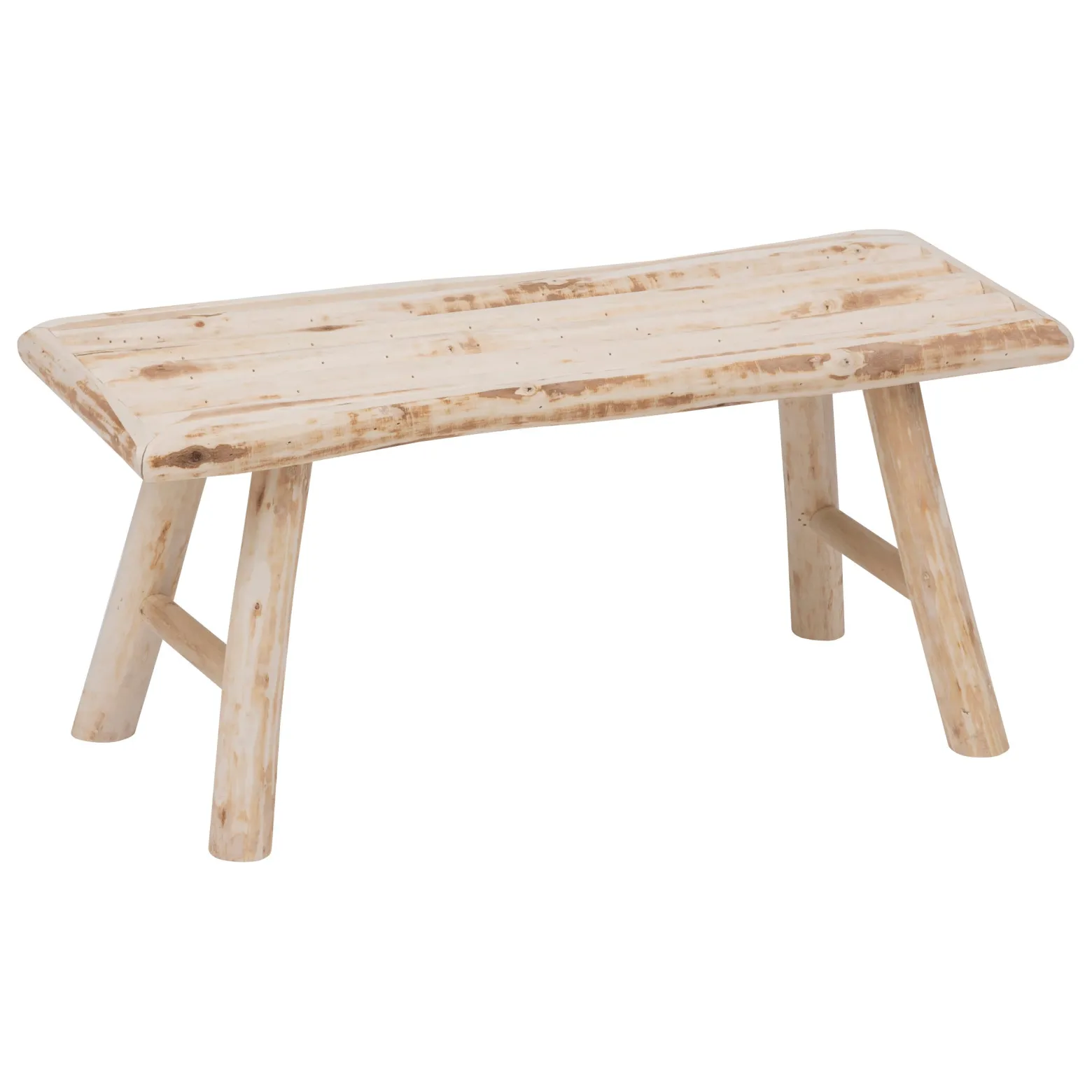 Ławka drewniana beżowa 70x27x31 cm naturalna
