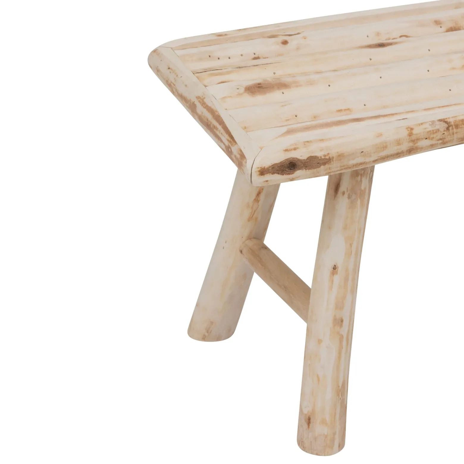 Ławka drewniana beżowa 70x27x31 cm naturalna