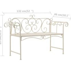 Ławka ogrodowa Biały Metal vidaXL