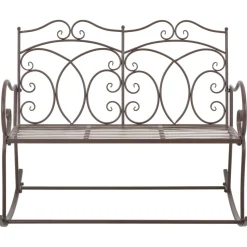 Ławka ogrodowa Brąz 104 cm Metal vidaXL