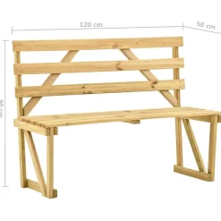 Ławka ogrodowa, 120 cm, impregnowane drewno sosnowe