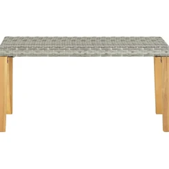 Ławka ogrodowa, 120 cm, szara, polirattan i drewno akacjowe