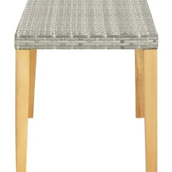 Ławka ogrodowa, 120 cm, szara, polirattan i drewno akacjowe