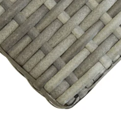 Ławka ogrodowa, 120 cm, szara, polirattan i drewno akacjowe