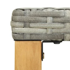Ławka ogrodowa, 120 cm, szara, polirattan i drewno akacjowe