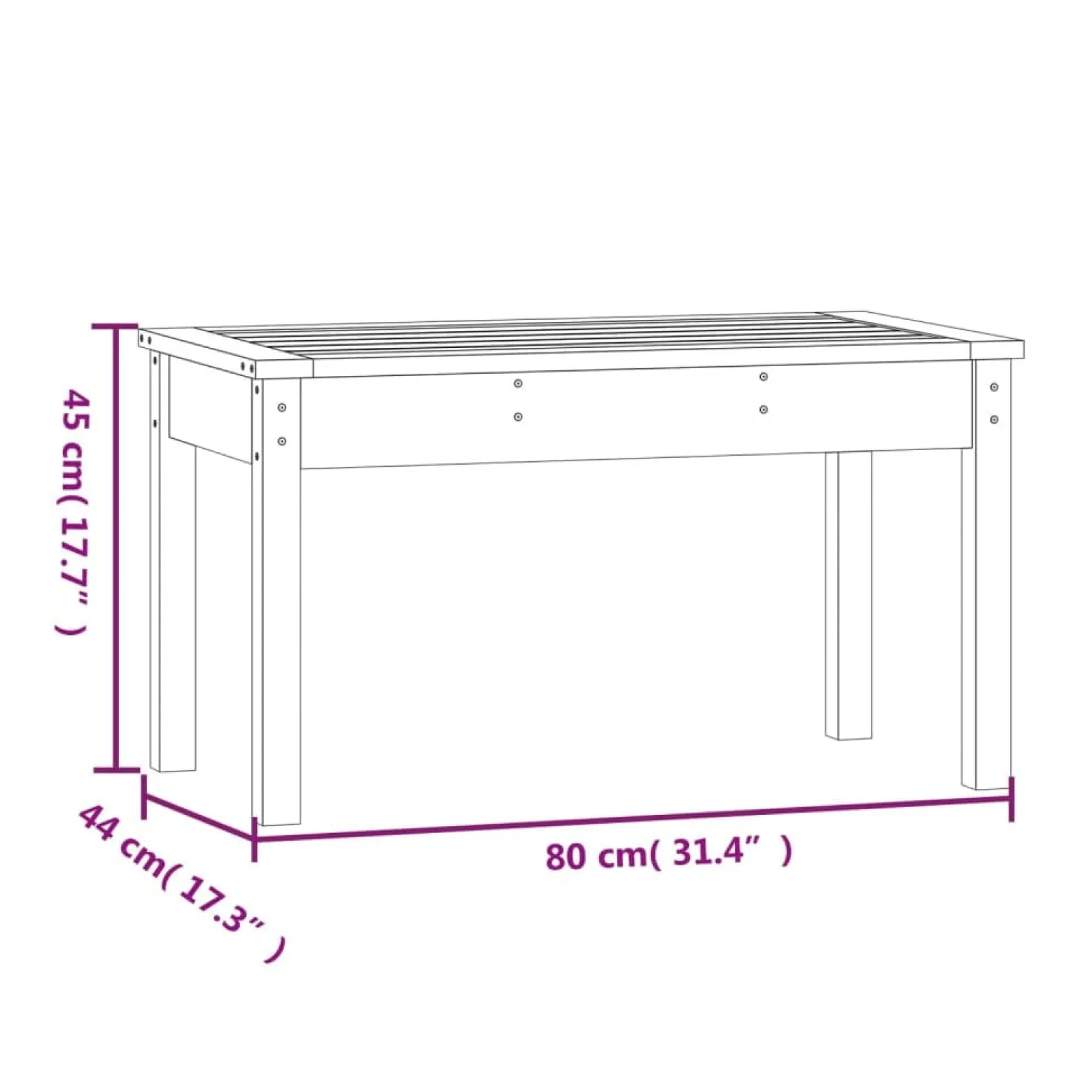 Ławka ogrodowa Czarny 80 x 44 x 45 cm Drewno sosnowe vidaXL