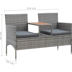 Ławka ogrodowa Szary Technorattan vidaXL