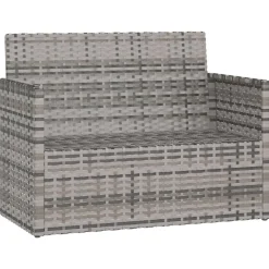 Ławka ogrodowa z poduszkami, szara, 105 cm, polirattan