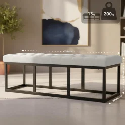 Ławka Polson velvet czarna biały 120 cm