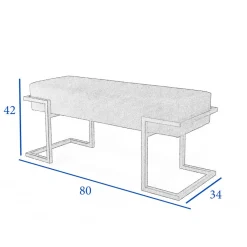 Ławka tapicerowana Celina 80 cm – stelaż biały, siedzisko beżowe