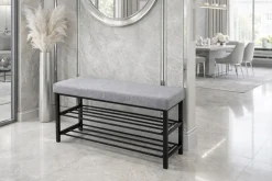 Ławka tapicerowana szafka na buty siedzisko Loft 79 cm plec szary