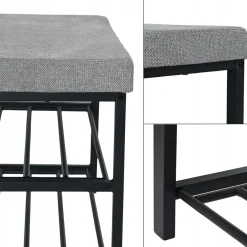 Ławka tapicerowana szafka na buty siedzisko Loft 79 cm plec szary