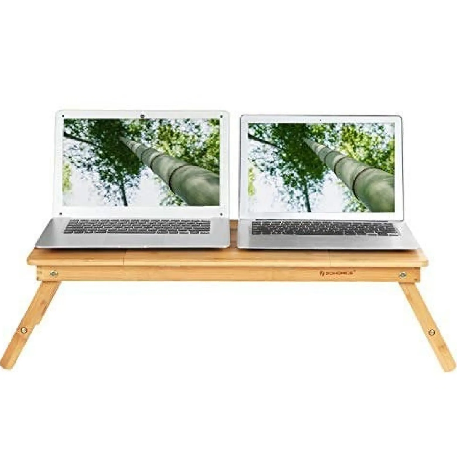 Bambusowe biurko laptopa, składany stół do łóżka