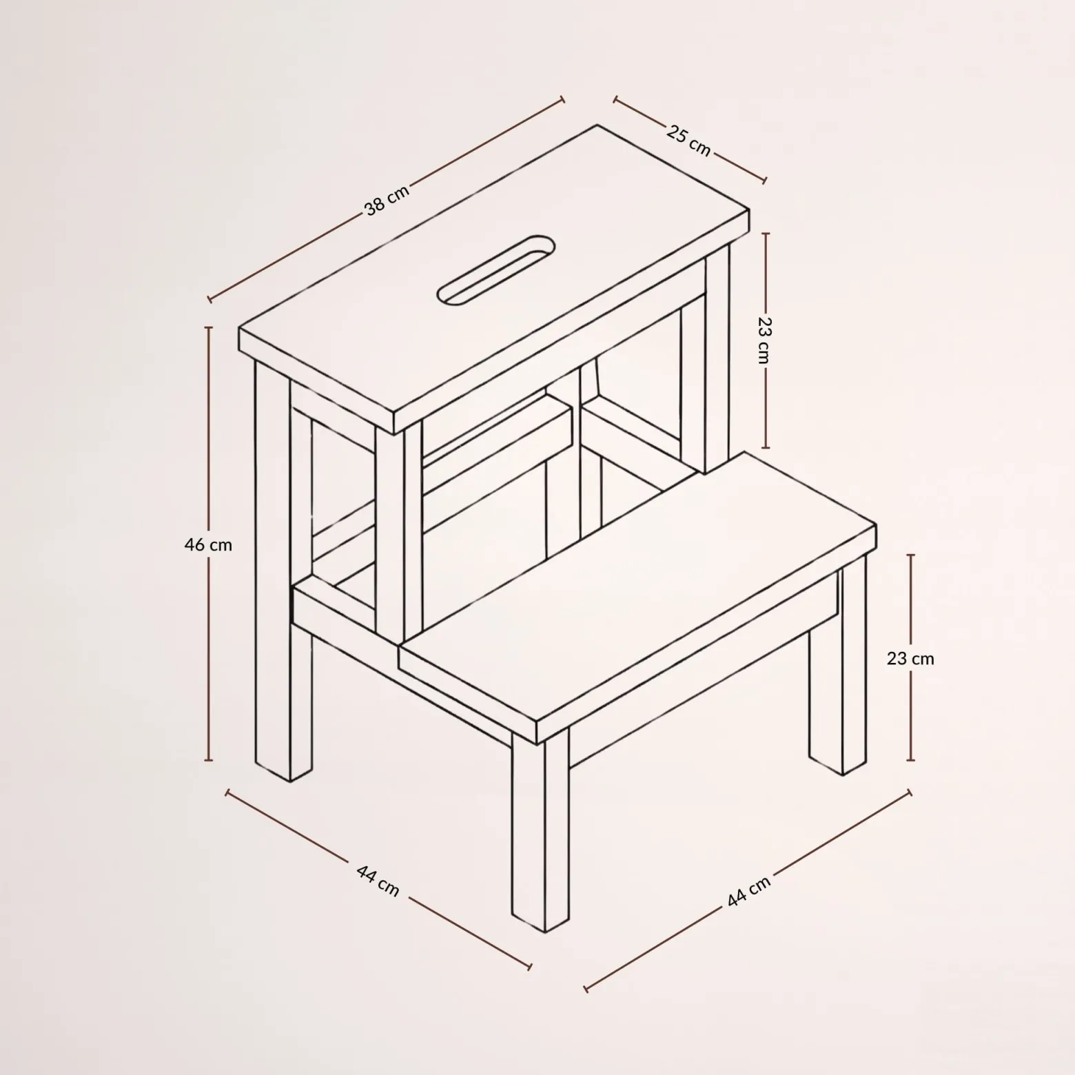 Bambusowy taboret ze schodkiem KROK, wys. 46 cm