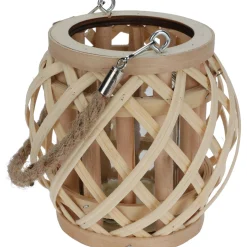 Bambusowy lampion z jutowych uchwytem, naturalny