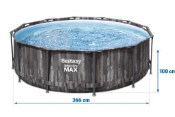 Basen ogrodowy stelażowy 366x100 cm Bestway zestaw 18w1