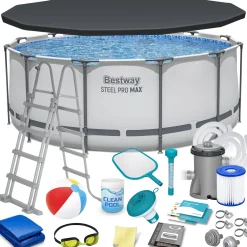 Basen stelażowy ogrodowy Bestway 56420 okrągły 366x122 cm zestaw 18w1